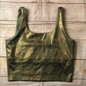 Gold and Green Snake Print Crop Top‎